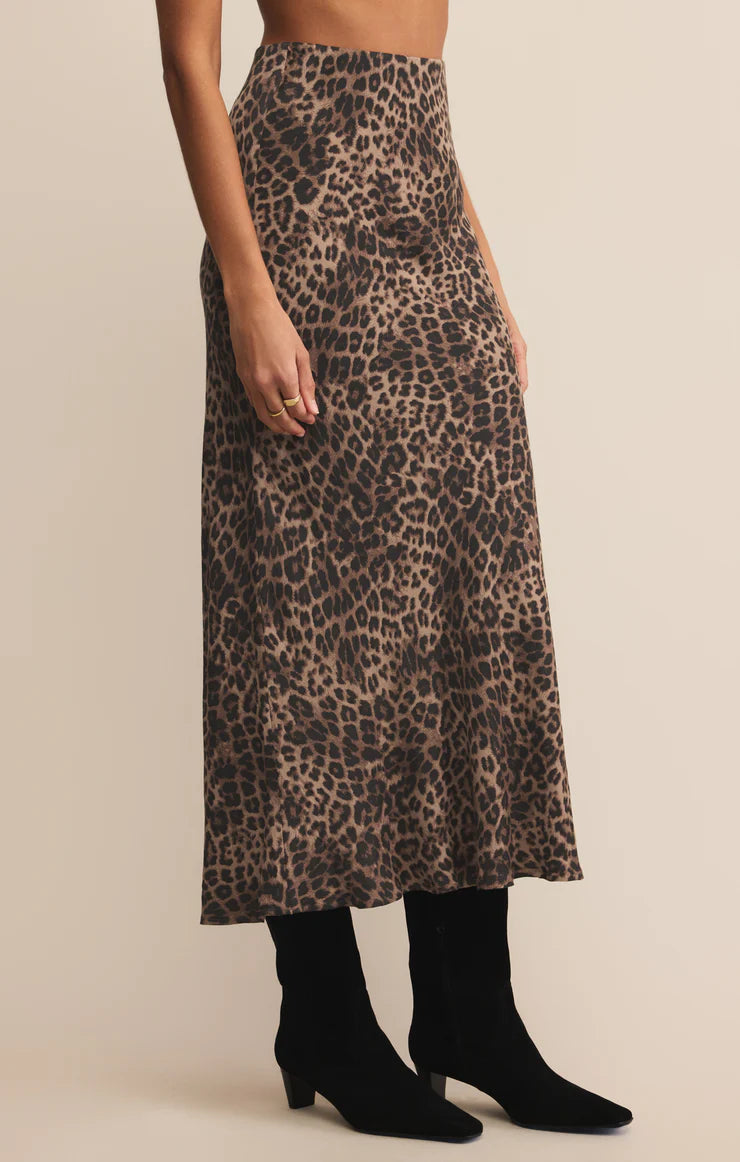 Izabel Leopard Skirt - Desert Tan