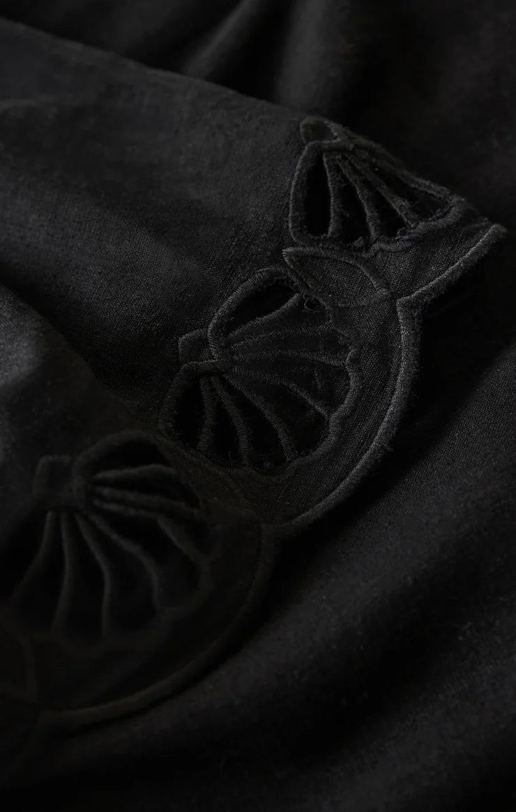 Charlene Embroidered Linen Mini Skirt - Black