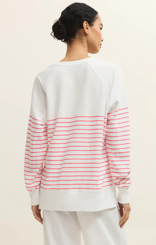 Weekender Stripe V-Neck - White