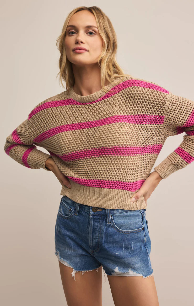 Broadbeach Striped Sweater - Biscuit