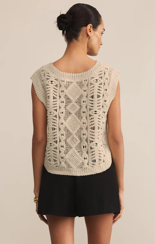 Baroque Crochet Sweater Top - Crystal