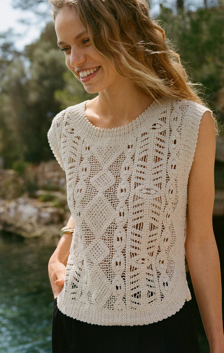 Baroque Crochet Sweater Top - Crystal