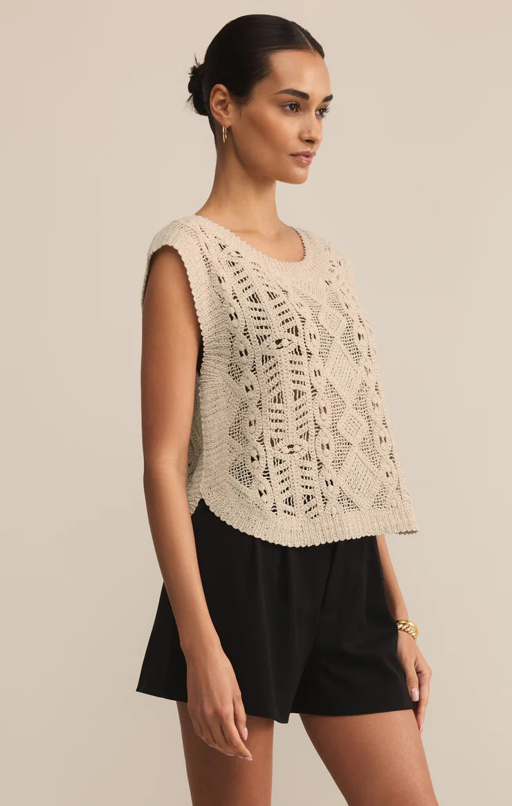 Baroque Crochet Sweater Top - Crystal