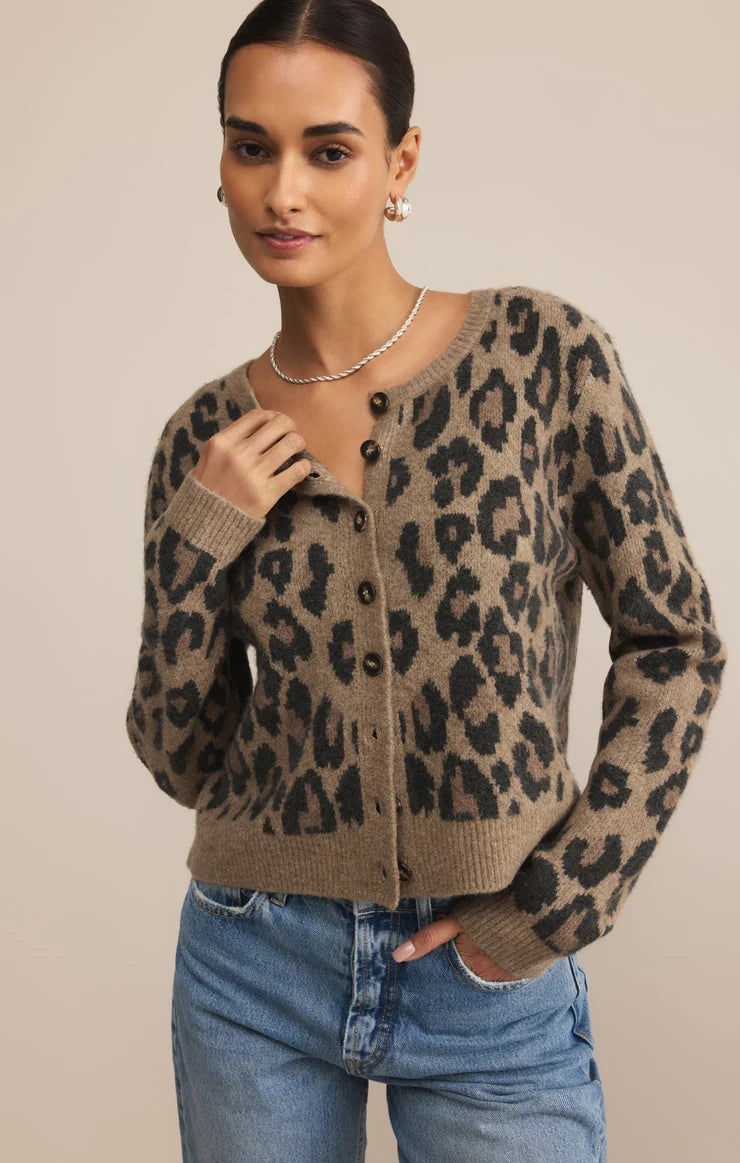Outlook Leopard Cardigan - Desert Tan