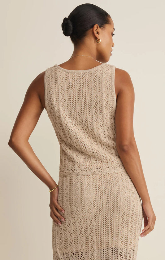 Glimmer Pointelle Tank - Gold Metallic