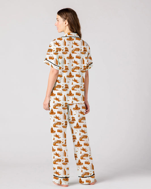 Austin Toile Pajama Pants Set - Burnt Orange