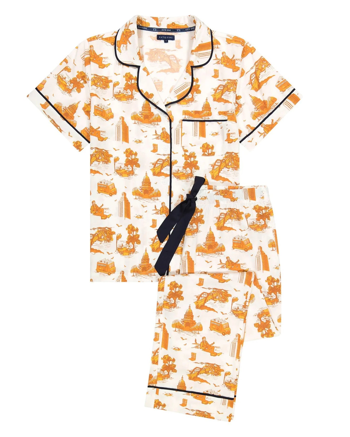 Austin Toile Pajama Pants Set - Burnt Orange