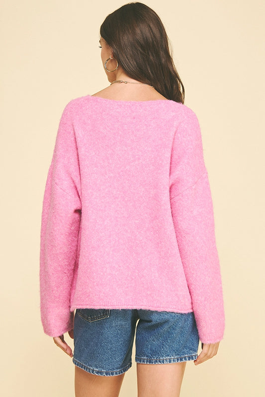 Soft Yarn Knit Sweater - Pink