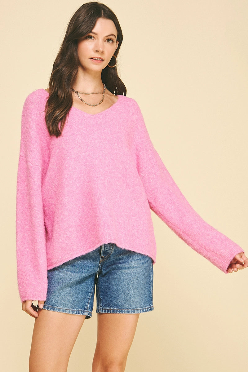 Soft Yarn Knit Sweater - Pink