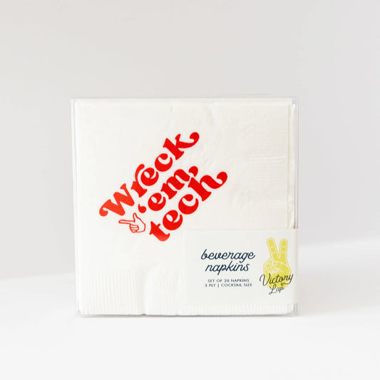 Texas Tech Cocktail Napkins - White