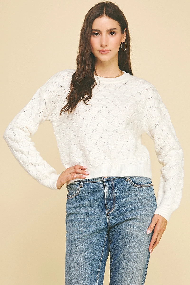 Textured Knit Sweater - Ivory