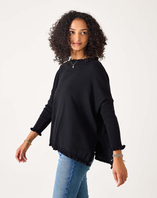 Catalina Cotton Ruffle Sweater - Black