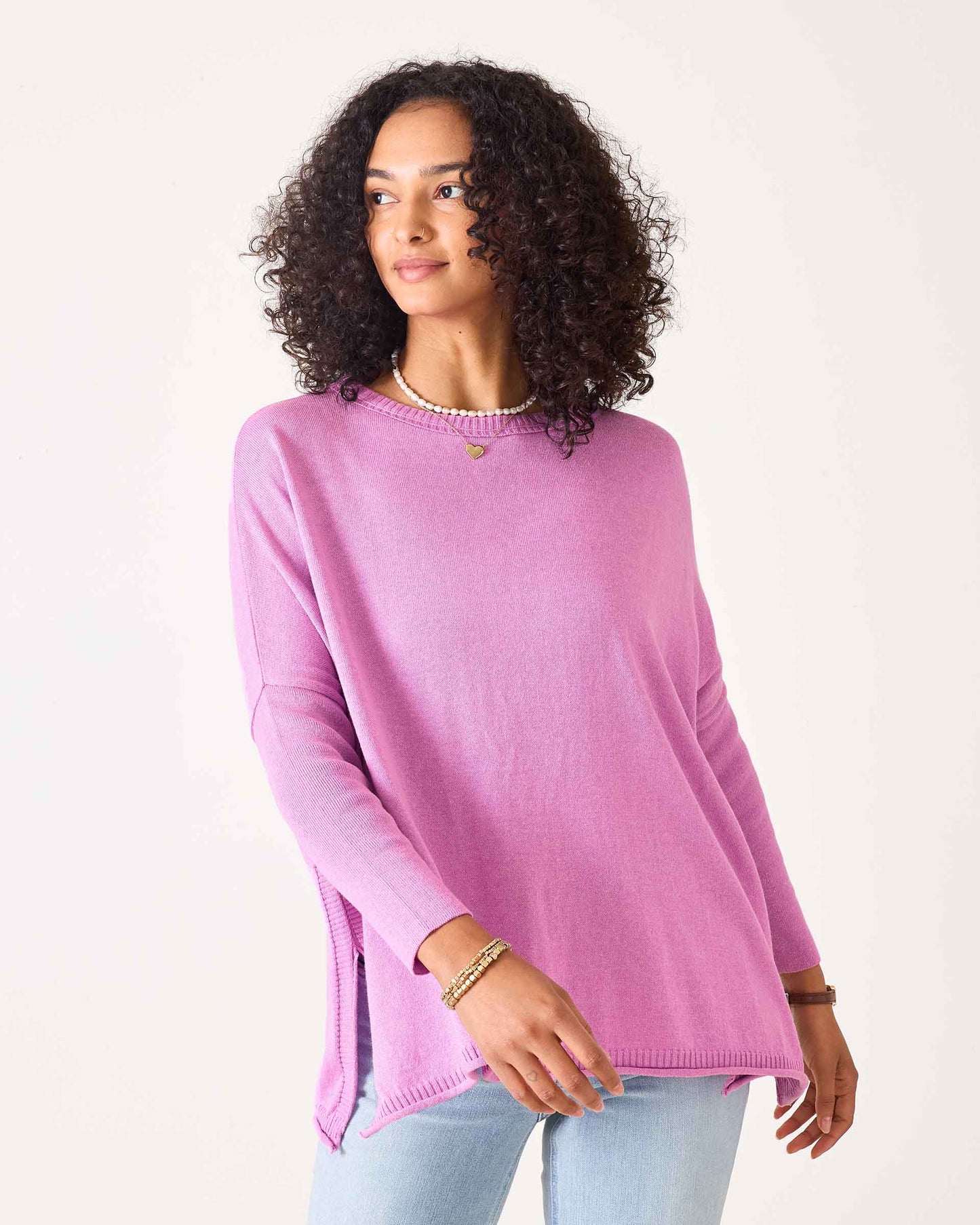 Catalina Cotton Sweater - Razzle Pink