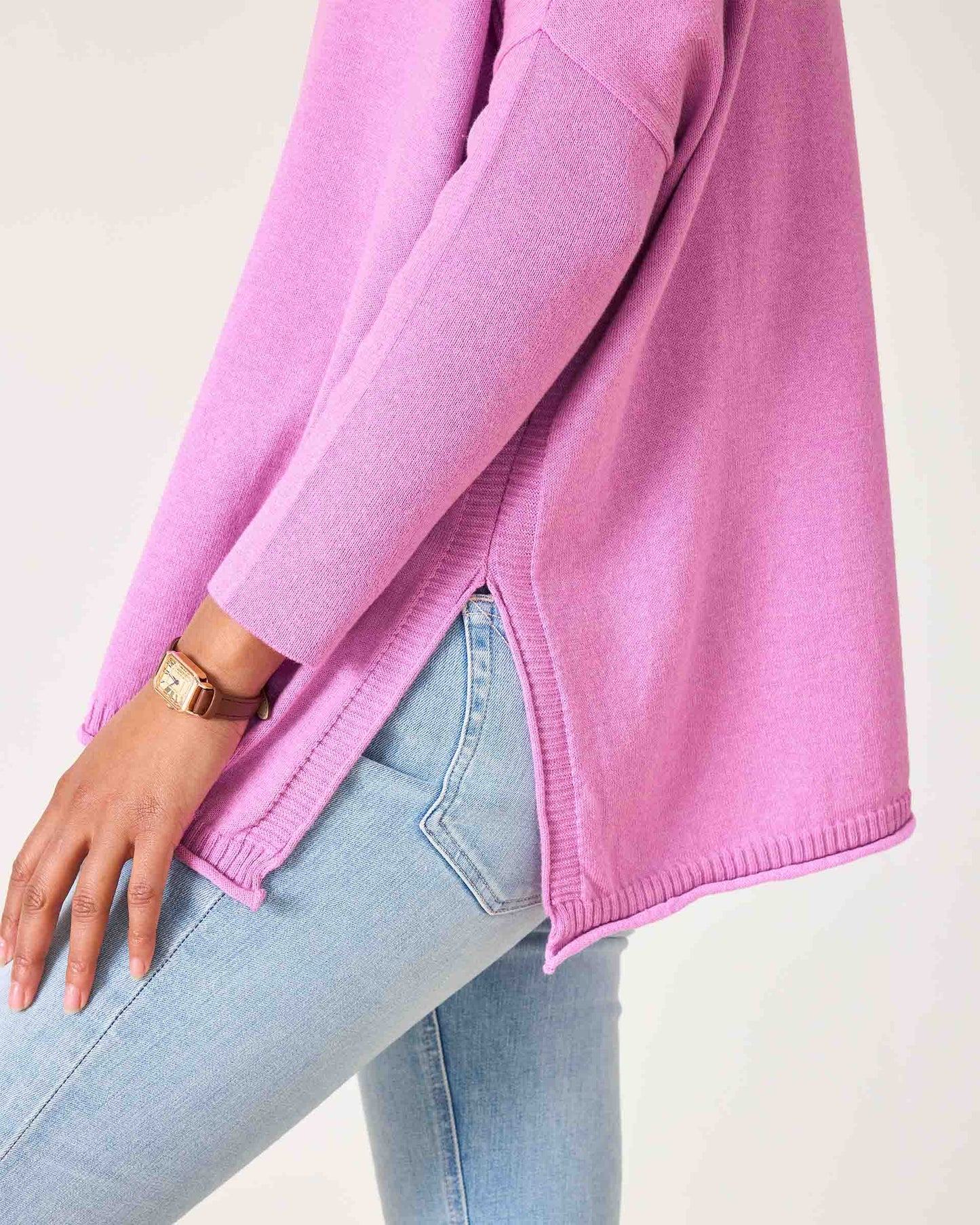 Catalina Cotton Sweater - Razzle Pink