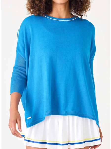 Catalina Crewneck Sweater - French Blue/White Contrast