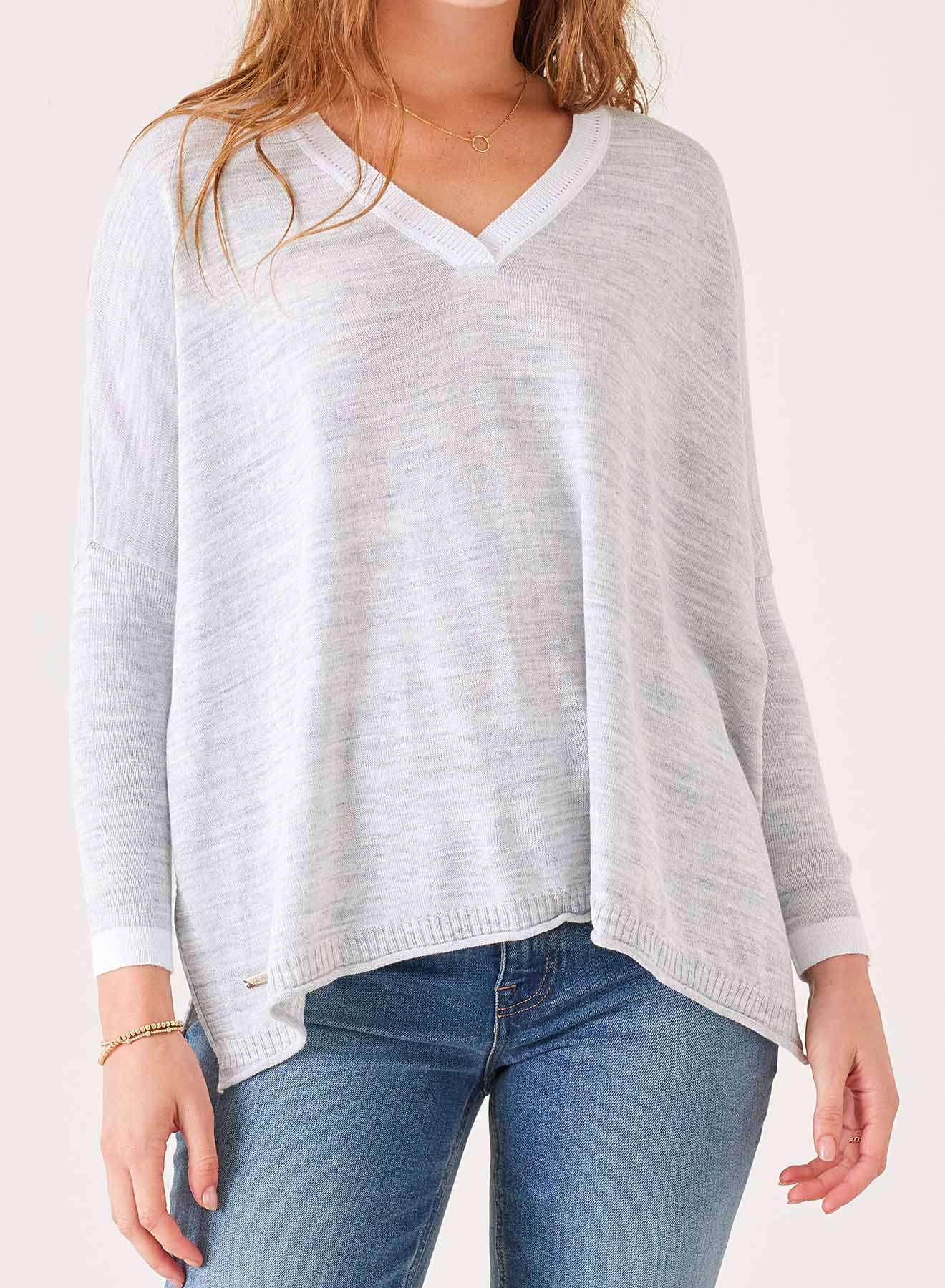 Catalina V-Neck Sweater - Ash Ringer