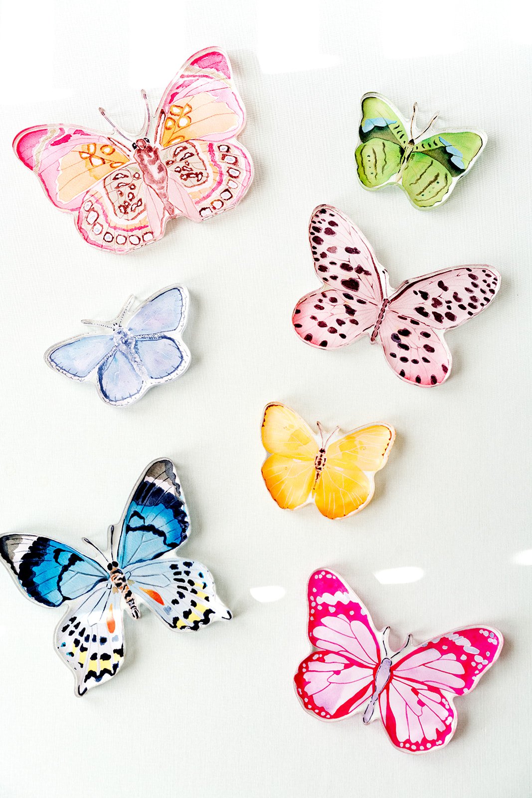 Pink and Green Butterfly Acrylic Art Block