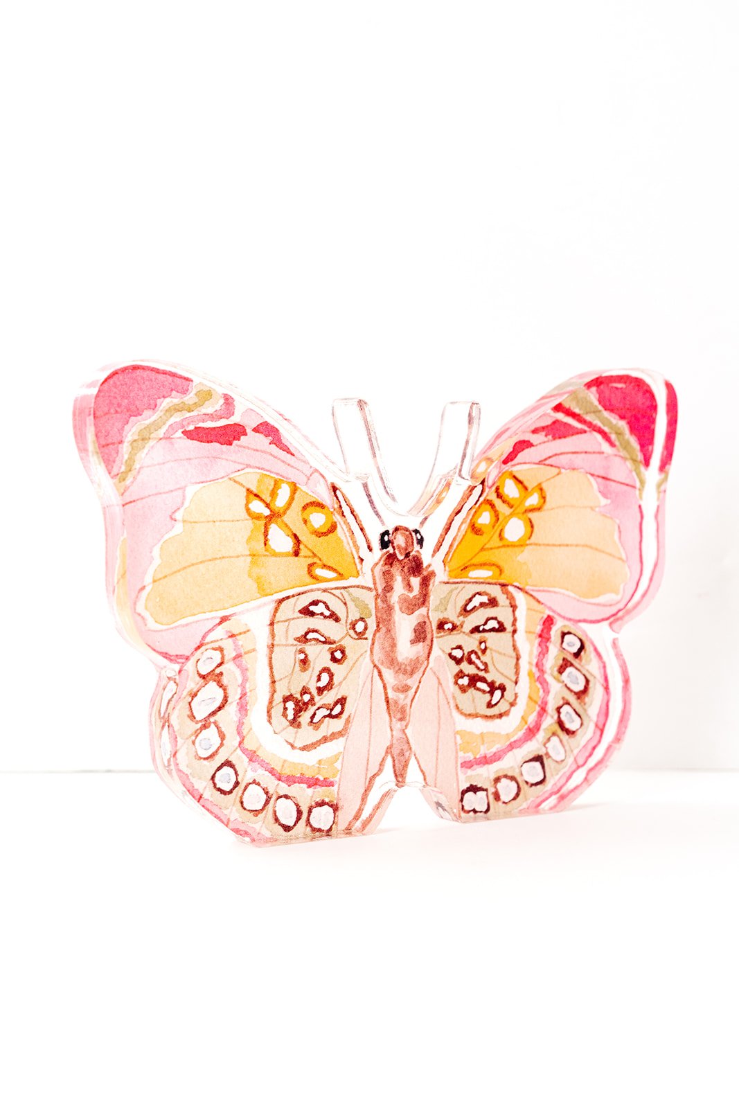 Pink and Green Butterfly Acrylic Art Block