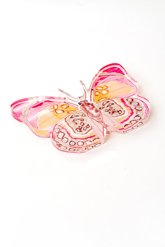Pink and Green Butterfly Acrylic Art Block