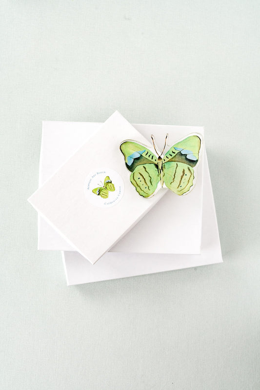 Green Butterfly Acrylic Art Block