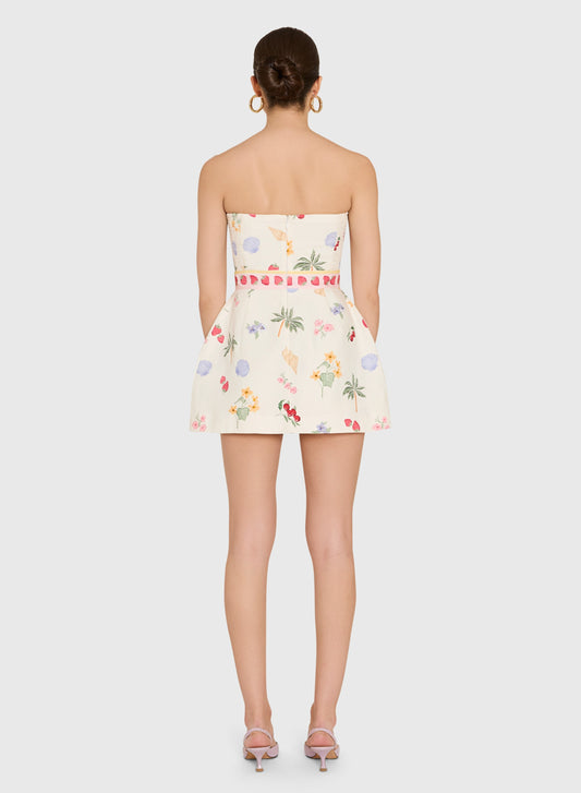 Strapless Bethany Romper - Boardwalk Print