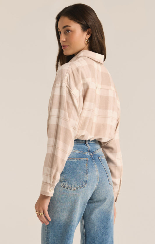 River Plaid Button Up - Putty