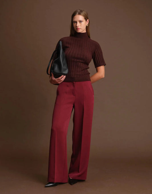 Oliver Turtleneck Knit Top - Cacao