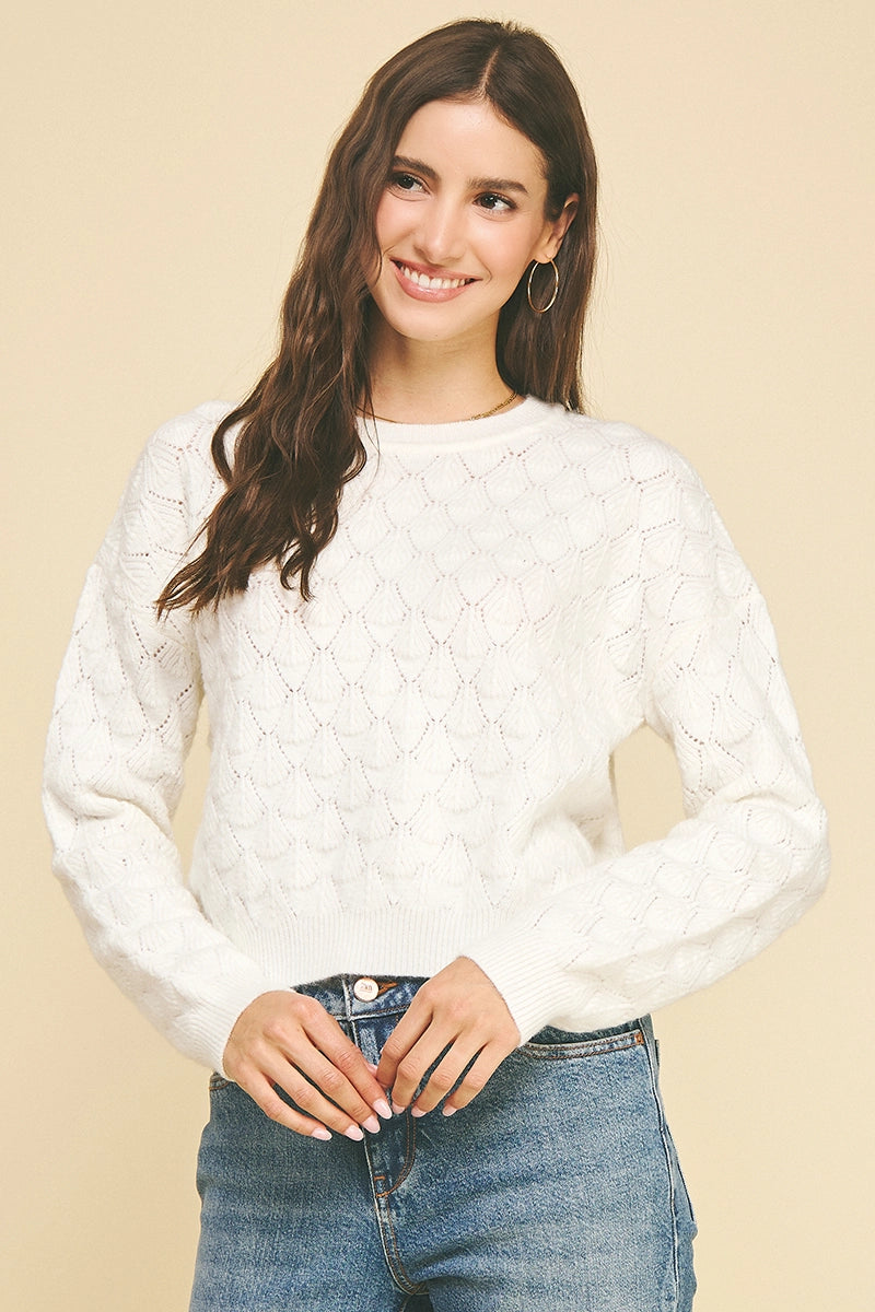 Textured Knit Sweater - Ivory