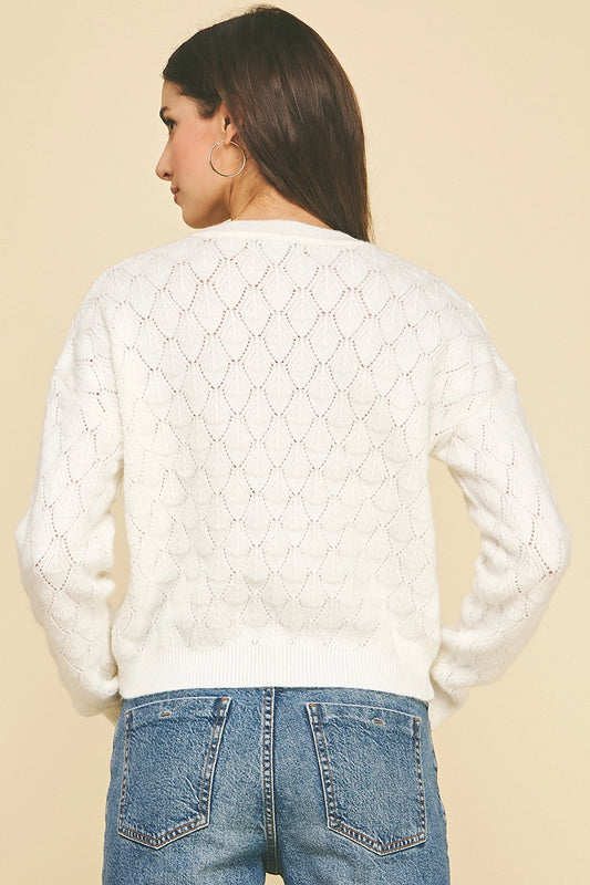 Textured Knit Sweater - Ivory
