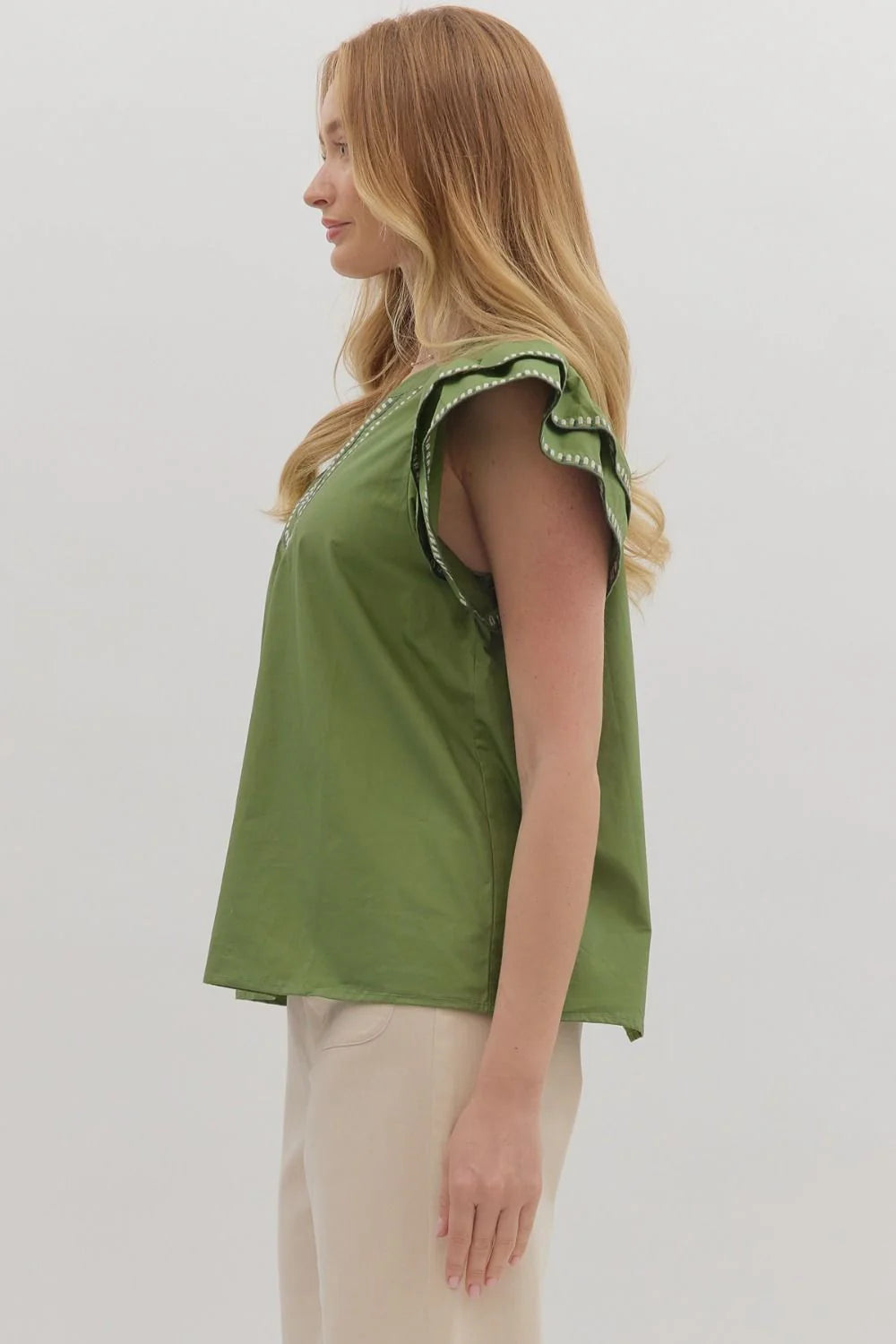 Donna Stitched Top - Olive