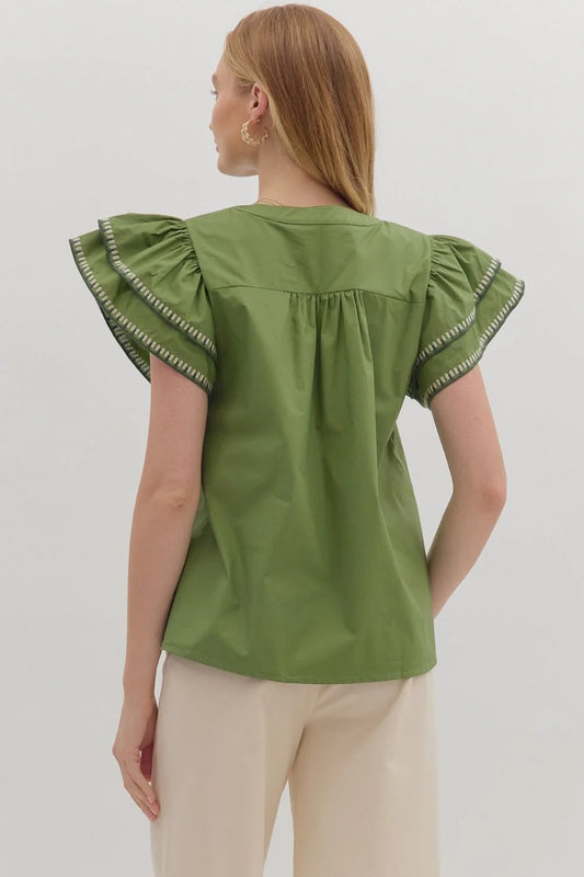 Donna Stitched Top - Olive