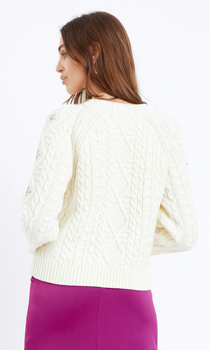Greylin - Gloria Rhinestone Sweater - Ivory