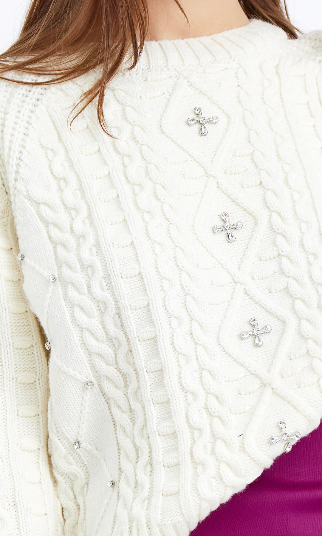Greylin - Gloria Rhinestone Sweater - Ivory
