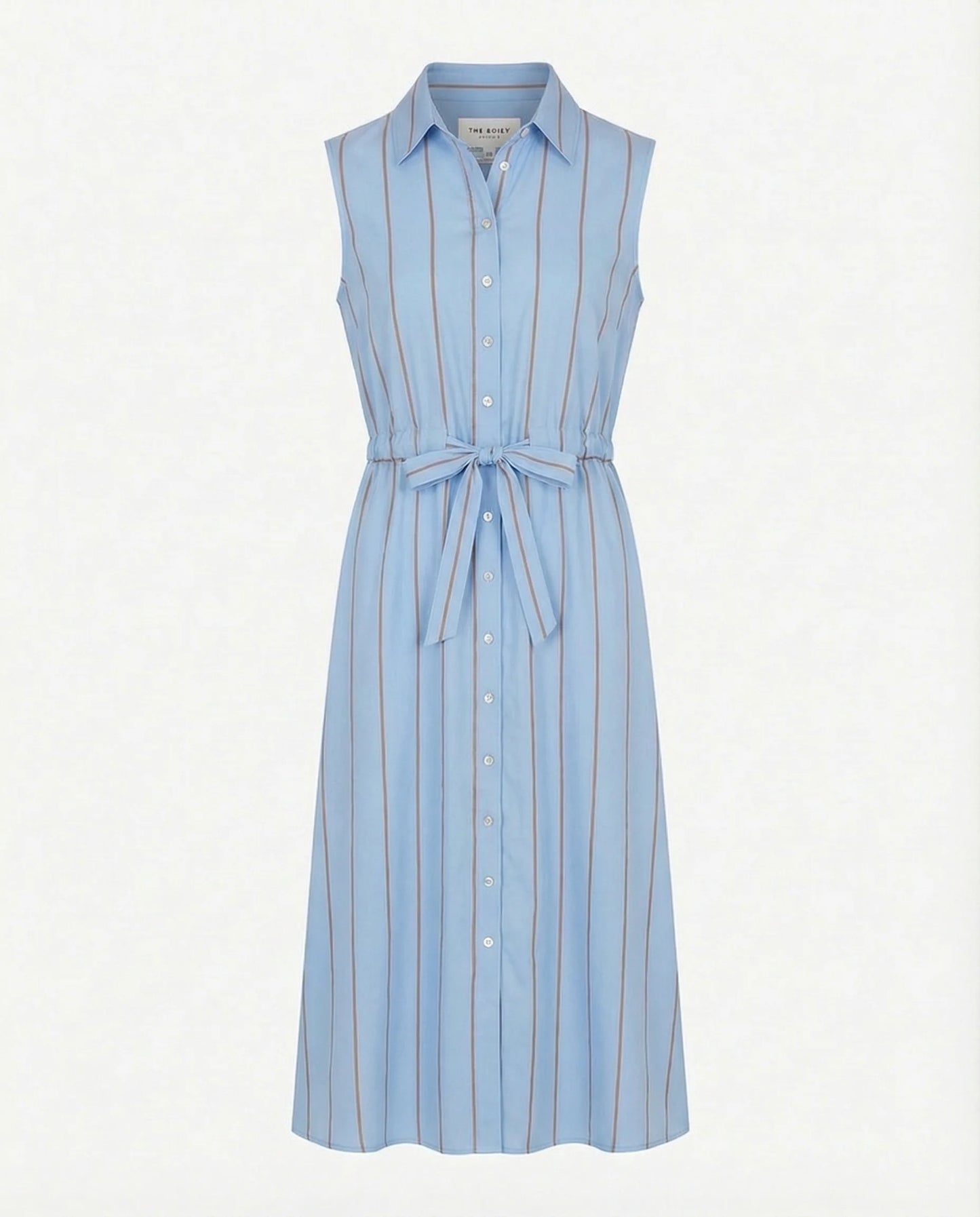The Sleeveless Midi Dress - Light Blue/Taupe