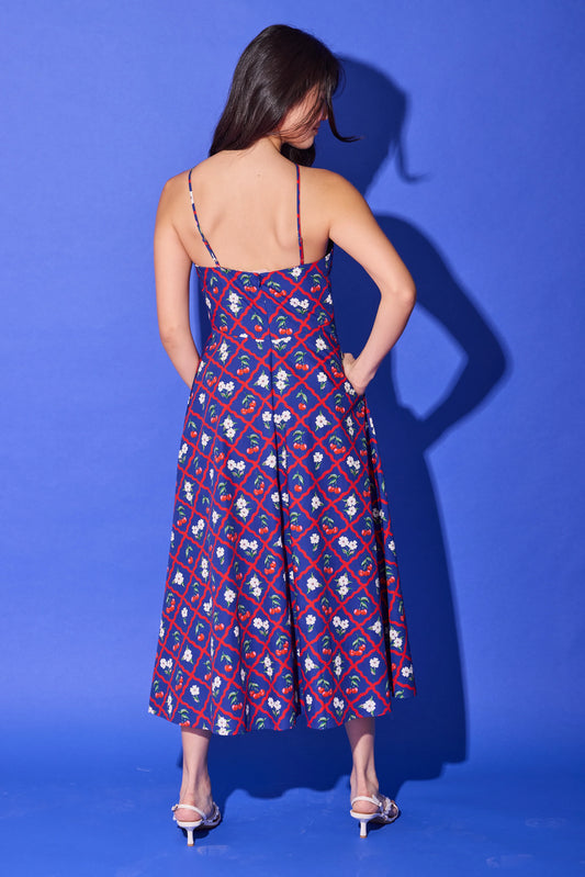 Karin Dress - Navy Cherry