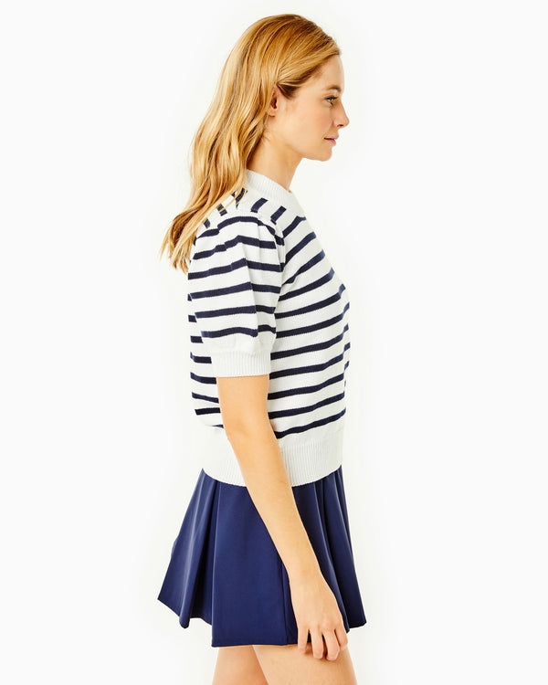 Addison Bay - Locust Active Sweater - Super White/ Navy Stripe