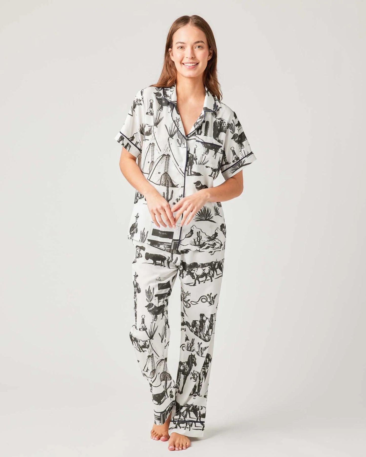 Marfa Toile Pajama Pants Set - Black