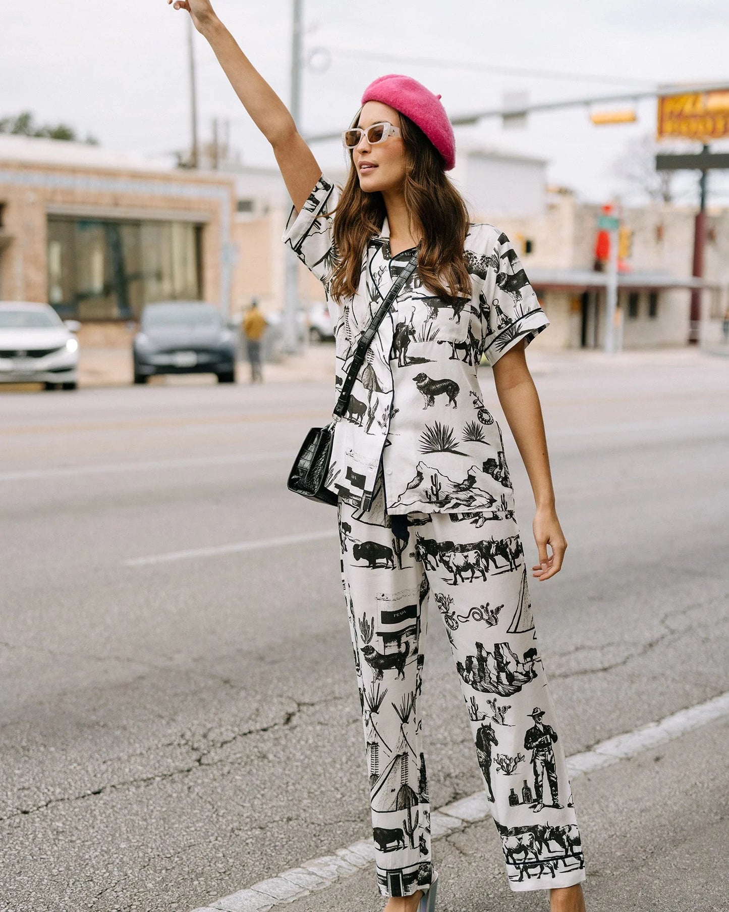 Marfa Toile Pajama Pants Set - Black