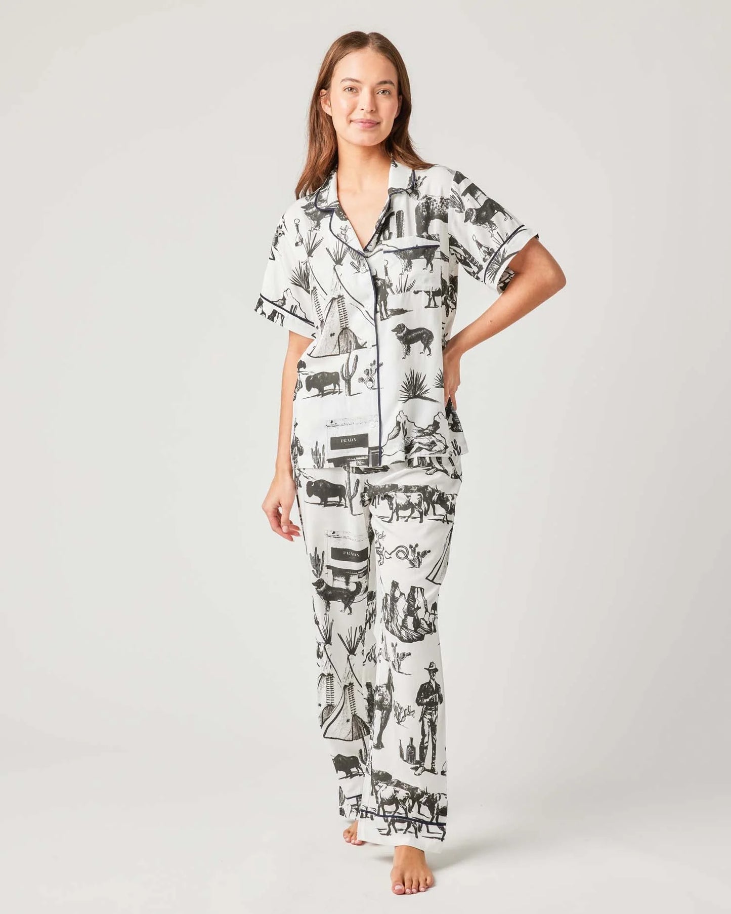 Marfa Toile Pajama Pants Set - Black