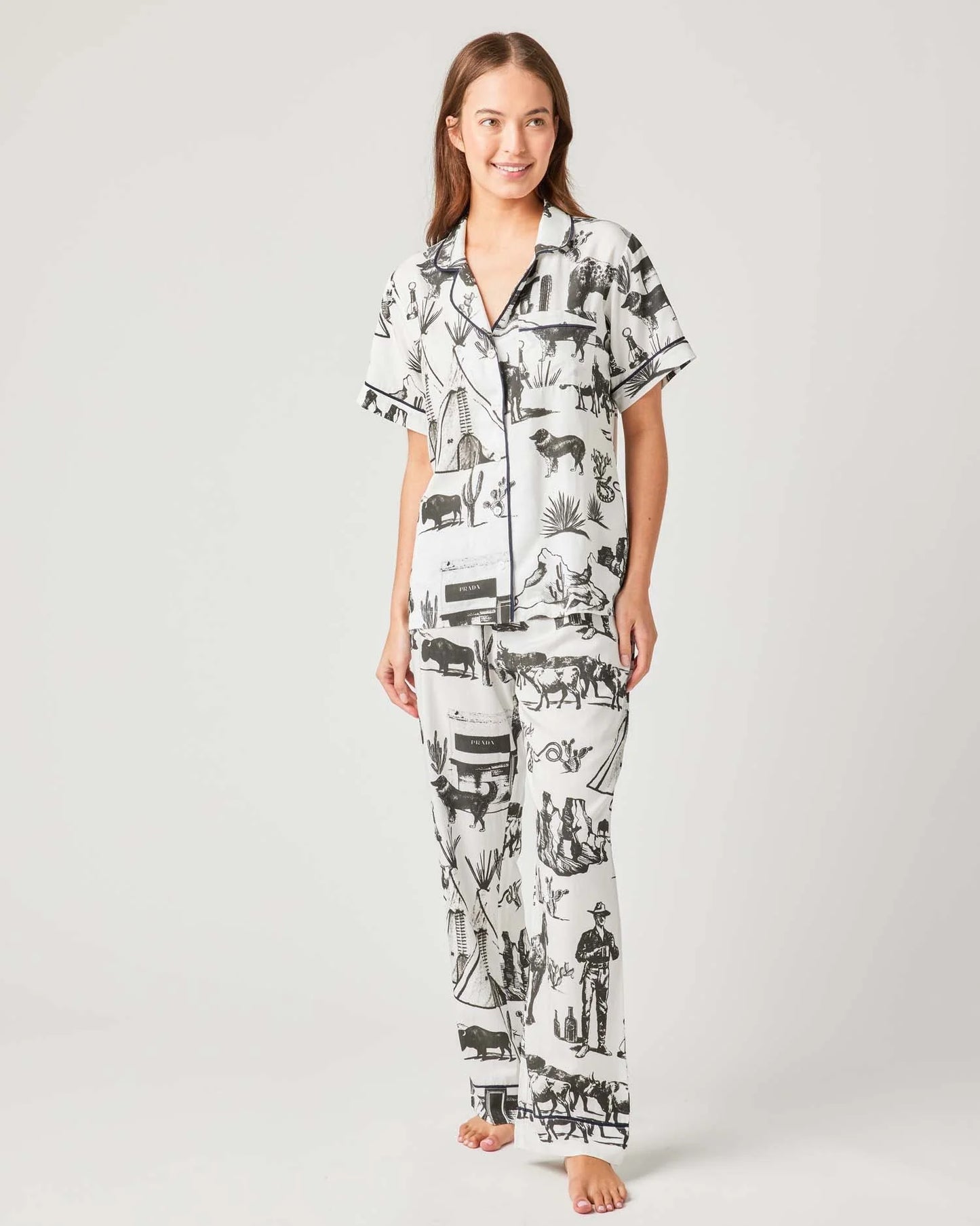 Marfa Toile Pajama Pants Set - Black