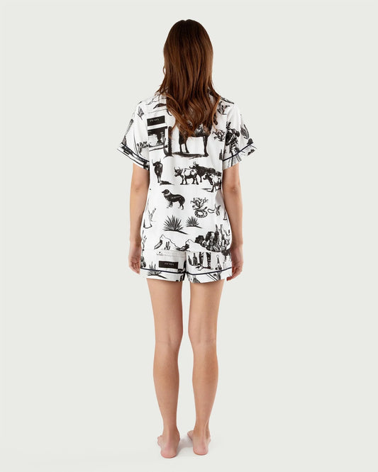 Marfa Toile Pajama Shorts Set - Black