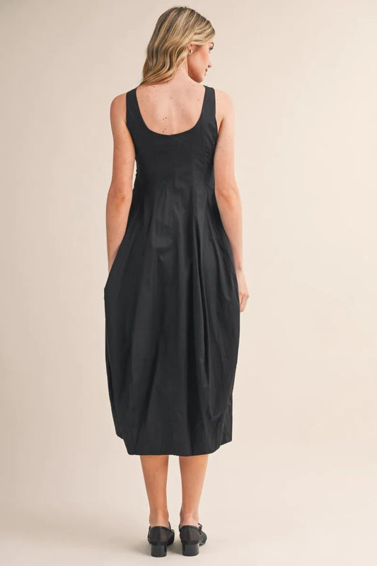 Tulip Hem Midi Dress - Black