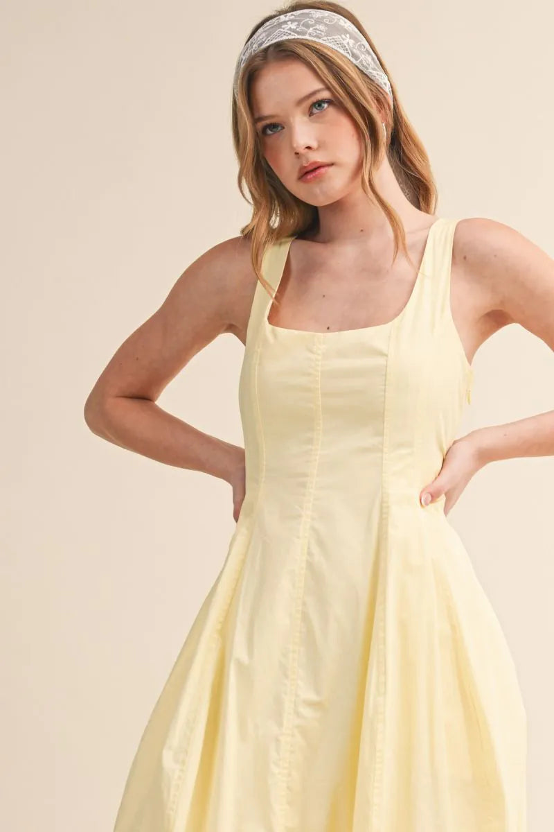 Tulip Hem Midi Dress - Butter Yellow
