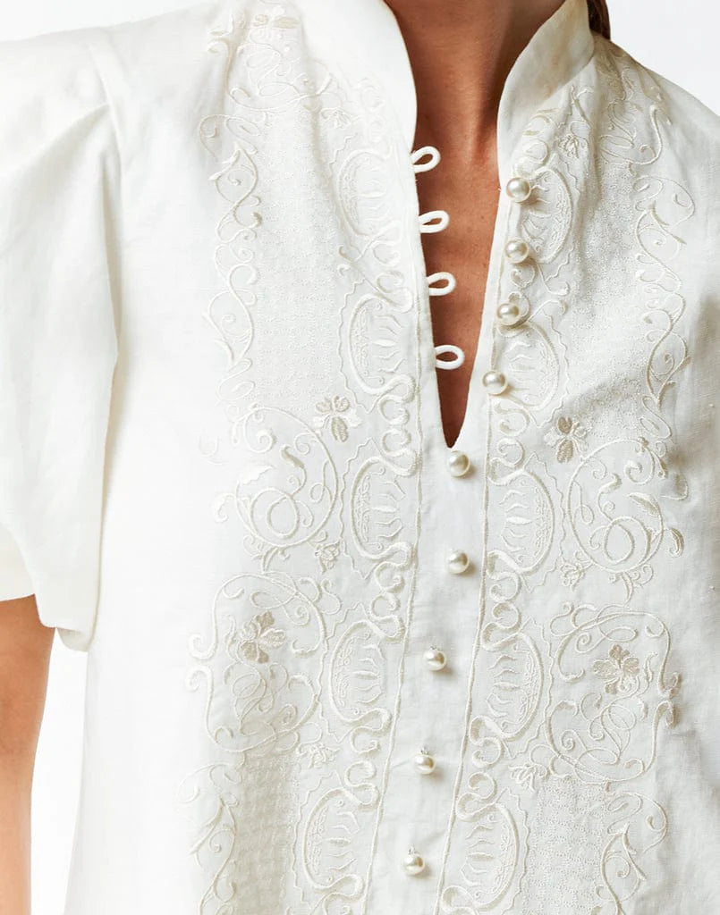 Elliana Barong Mini Dress - Ivory