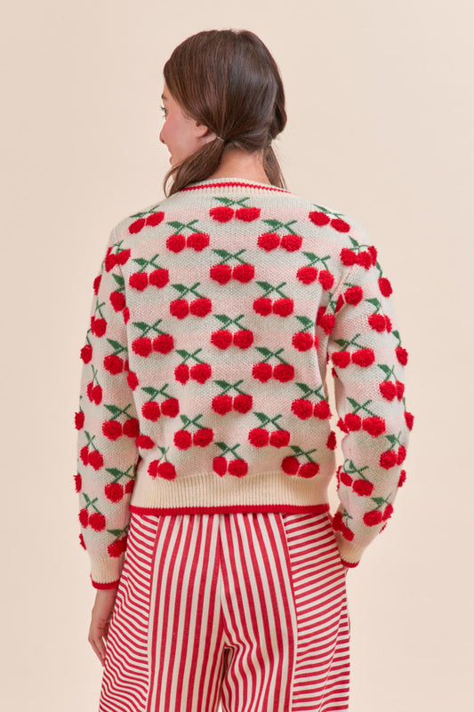 Cherry Sweater - Ivory/Red Multi