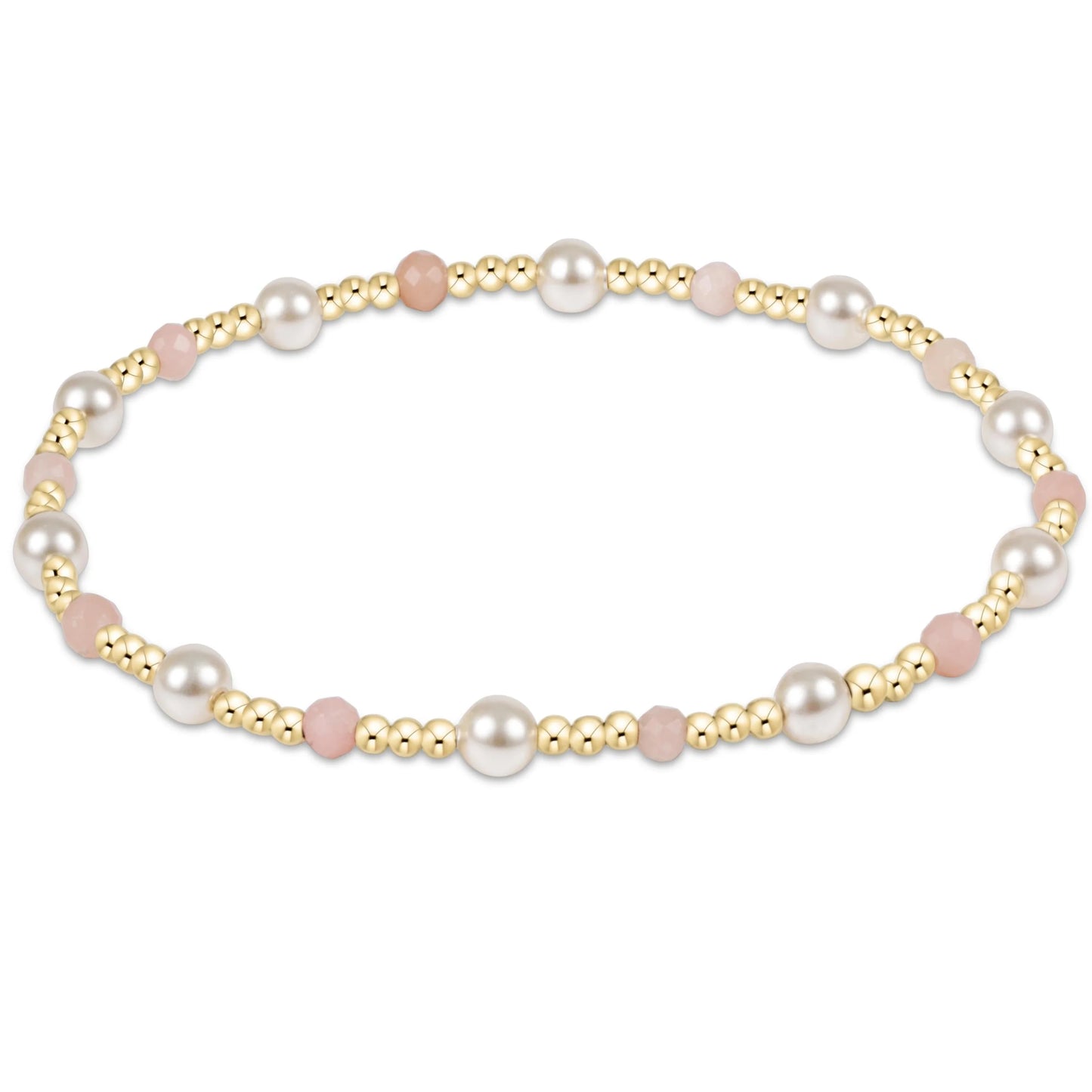 eNewton - Pearl Sincerity Pattern 4mm Bead Bracelet - Pink Opal