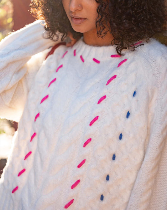 Ribbons and Romance Sweater - White