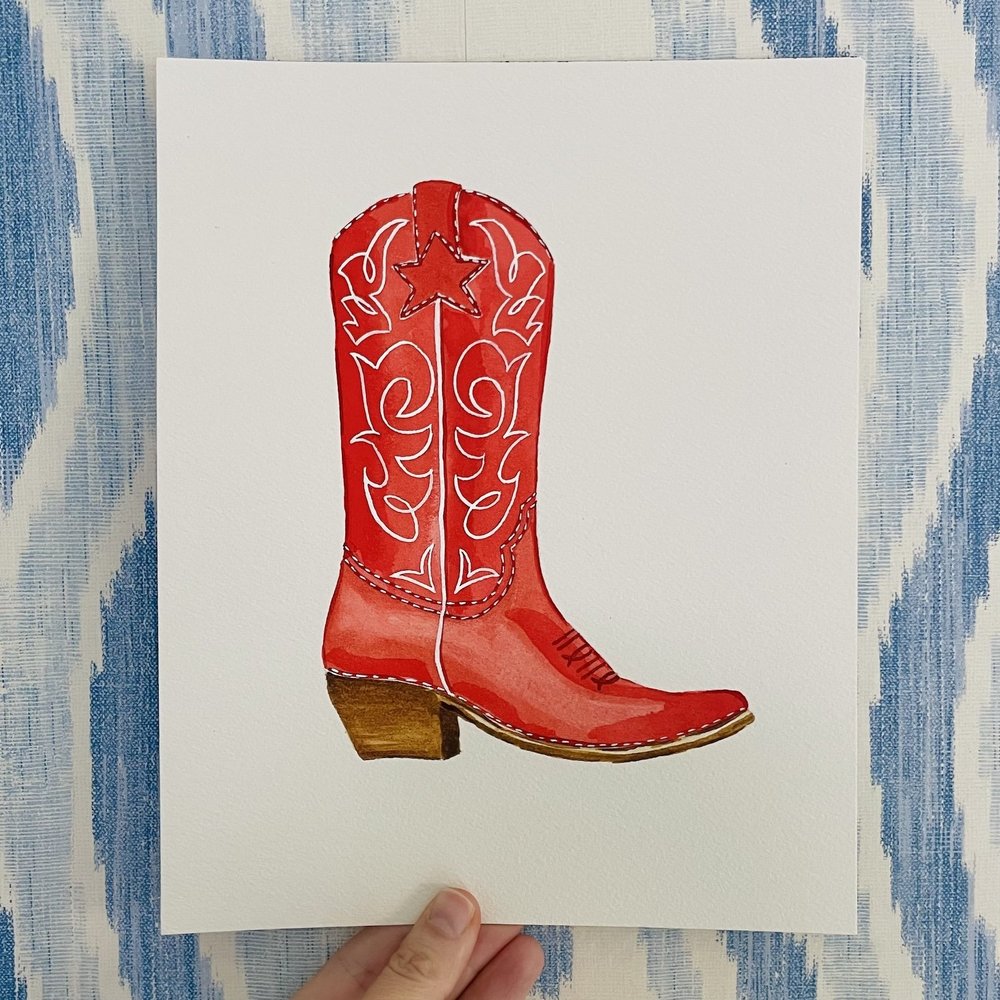Red Boot Acrylic Art Block Large