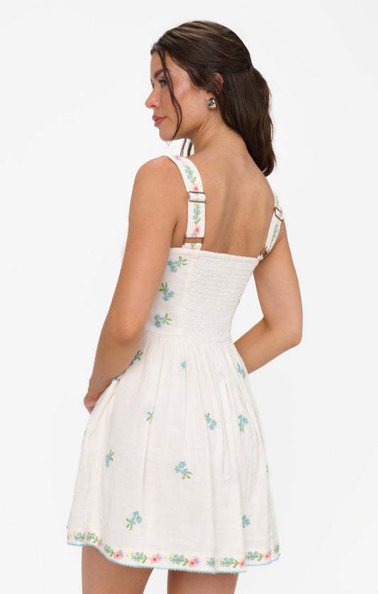 Demi Mini Dress - Wild Meadow Embroidery