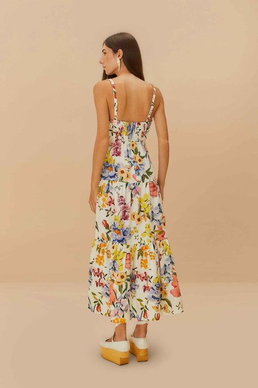 Off-White Greek Garden Lenzing™ Ecovero™ Euroflax™ Maxi Dress